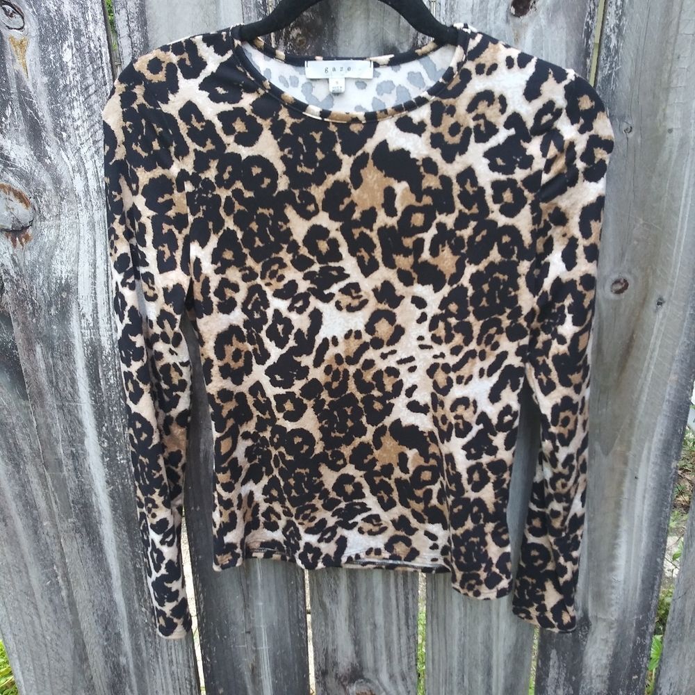 Gaze Leopard Animal Print Lightweight Y2K Grunge Wild Fierce Fashion Top Size S